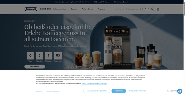 Security scan screenshot of https://www.delonghi.com
