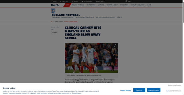 Security scan screenshot of https://www.thefa.com/news/2016/jun/04/england-v-serbia-report