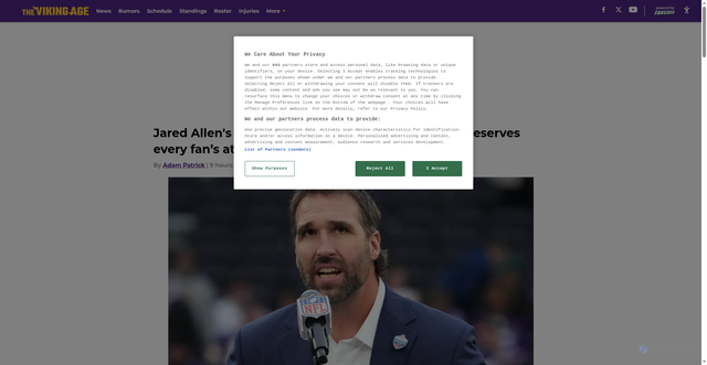 Security scan screenshot of https://thevikingage.com/minnesota-vikings-jared-allen-message-jj-mccarthy-deserves-attention