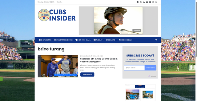 Security scan screenshot of http://ap-southeast-2.cubsinsider.com/tag/brice-turang/