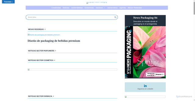 Security scan screenshot of https://newspackaging.es