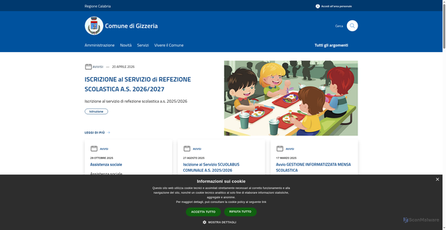 Security scan screenshot of https://www.comune.gizzeria.cz.it