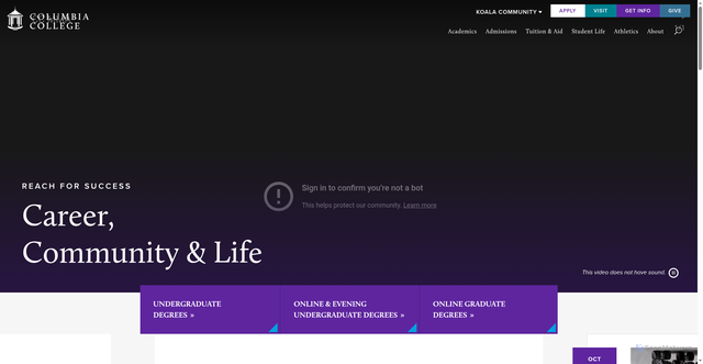 Security scan screenshot of https://www.columbiasc.edu/