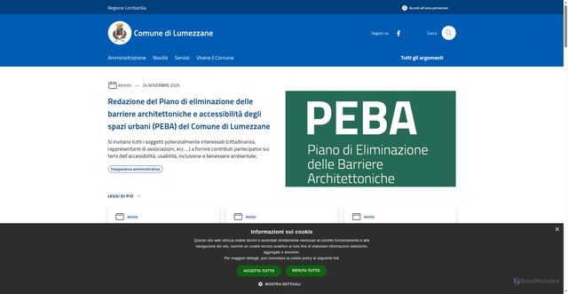 Security scan screenshot of https://www.comune.lumezzane.bs.it/it