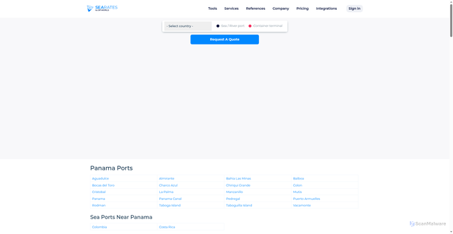 Security scan screenshot of https://www.searates.com/maritime/panama