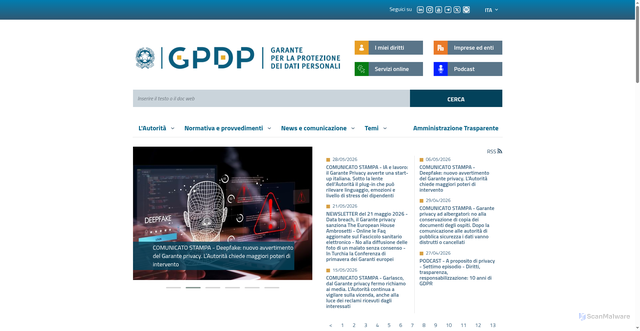 Security scan screenshot of https://www.gpdp.it