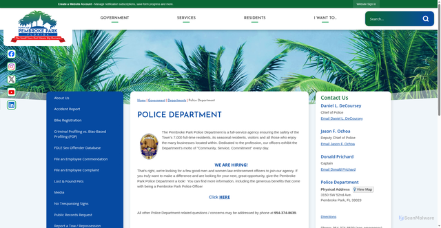 Security scan screenshot of https://www.tppfl.gov/181/Police-Department