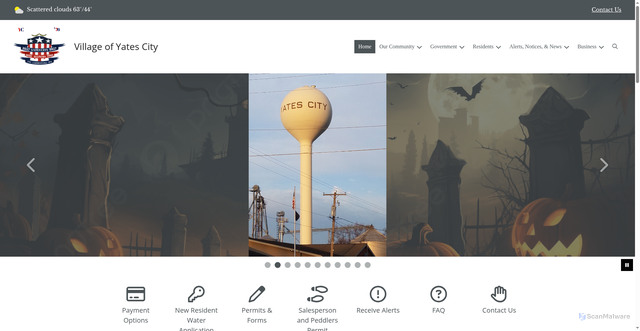 Security scan screenshot of https://villageofyatescity.gov/
