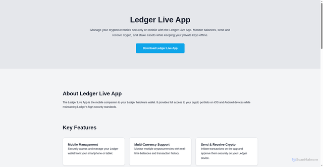 Security scan screenshot of https://startledegrapp.ghost.io/ledger-live-app/
