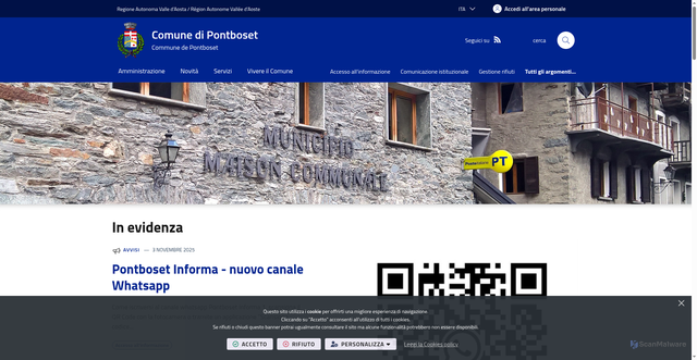 Security scan screenshot of https://www.comune.pontboset.ao.it/it-it/home