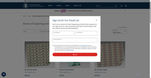 Security scan screenshot of https://www.usmint.gov/bureau-of-engraving.html