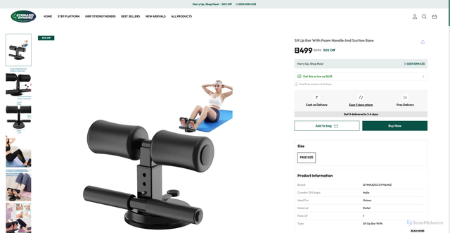 Security scan screenshot of https://gymnaziodynamiz.com/Sit-Up-Bar-With-Foam-Handle-And-Suction-Base/catalogue/ypQI3f-y/N7SxnpGJ