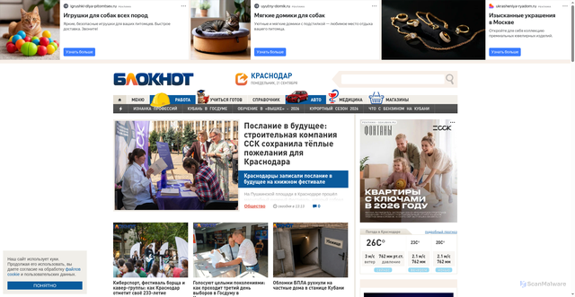 Security scan screenshot of https://bloknot-krasnodar.ru