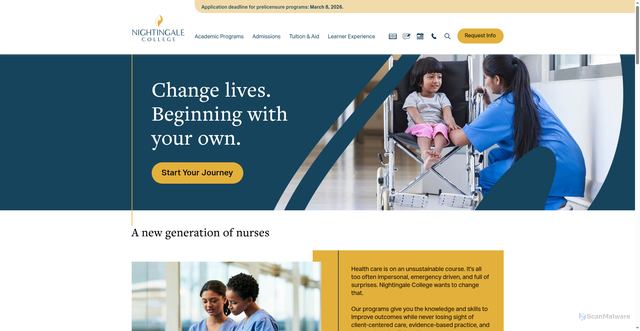 Security scan screenshot of https://nightingale.edu