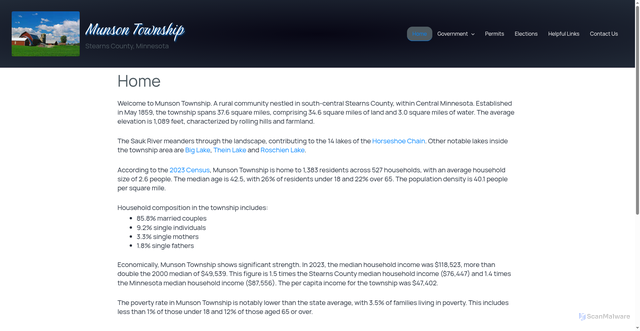 Security scan screenshot of https://munsontownshipmn.gov/