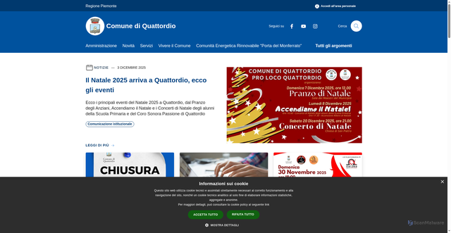 Security scan screenshot of https://www.comune.quattordio.al.it/it