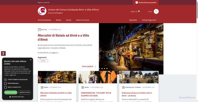 Security scan screenshot of https://www.unionealmevilladalme.it/