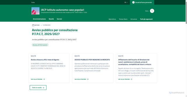 Security scan screenshot of https://www.iacp-acireale.it/
