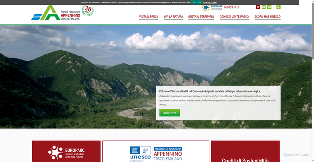 Security scan screenshot of https://www.parcoappennino.it/
