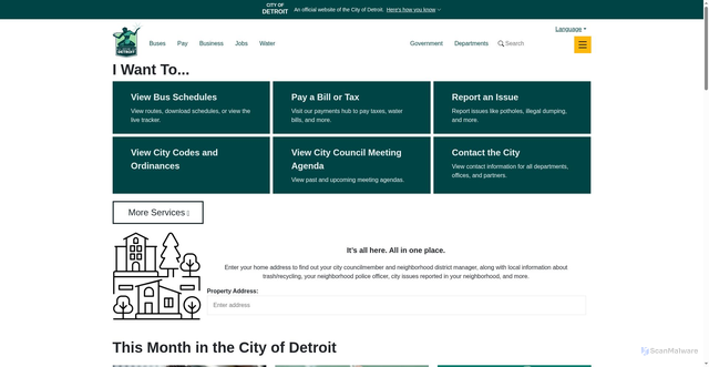 Security scan screenshot of https://detroitmi.gov/