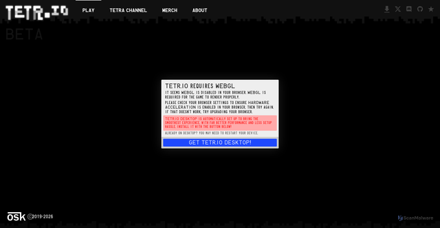 Security scan screenshot of https://tetr.io