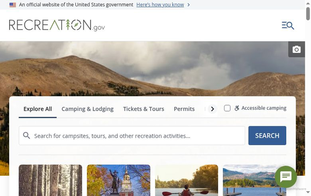 Security scan screenshot of https://www.recreation.gov/