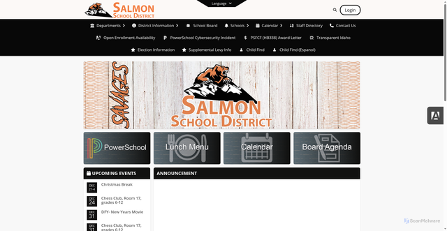 Security scan screenshot of https://www.salmonschools.com/