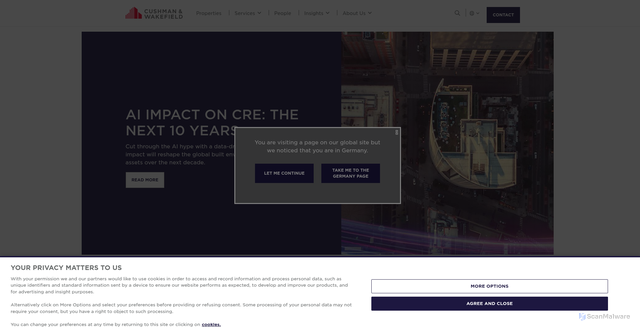 Security scan screenshot of https://www.cushmanwakefield.com