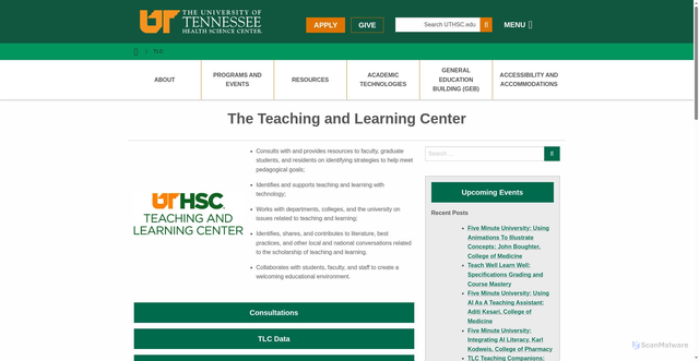 Security scan screenshot of https://uthsc.edu/tlc/