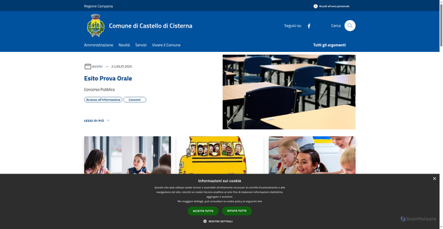 Security scan screenshot of https://www.comune.castellodicisterna.na.it/it