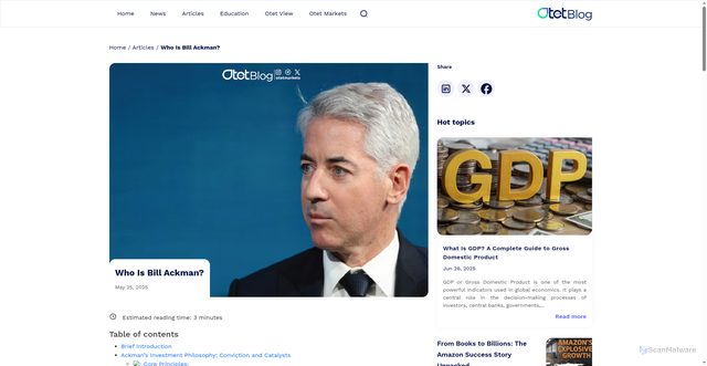 Security scan screenshot of https://otetmarkets.com/blog/financial-market-articles/who-is-bill-ackman/