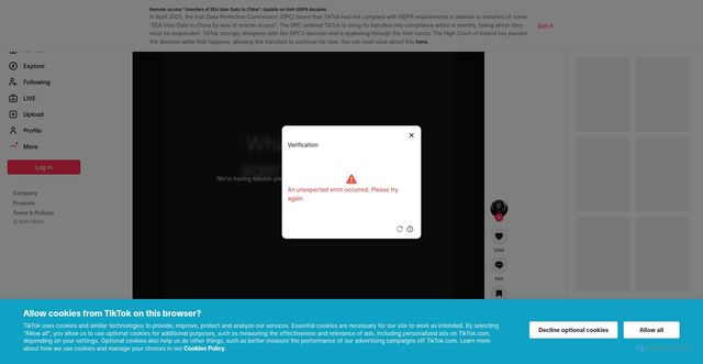 Security scan screenshot of https://vt.tiktok.com/ZS9c687pa/