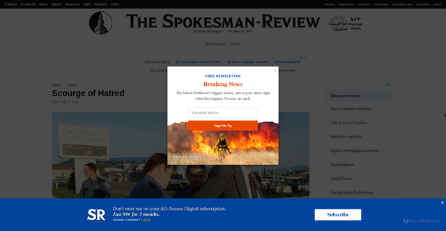 Security scan screenshot of https://www.spokesman.com/stories/2010/feb/07/scourge-of-hatred/
