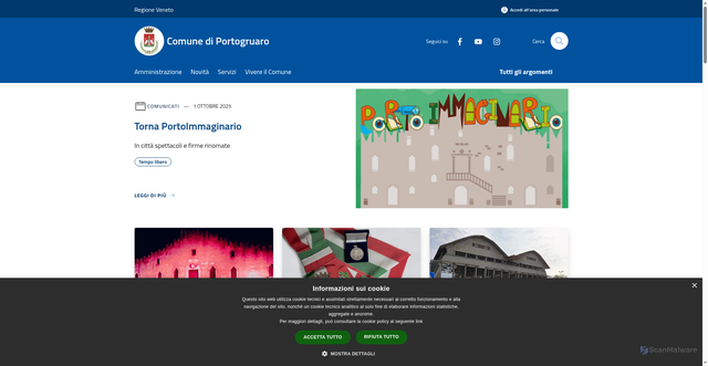 Security scan screenshot of https://www.comune.portogruaro.ve.it/it