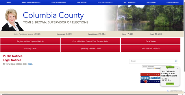 Security scan screenshot of https://www.votecolumbiafl.gov/