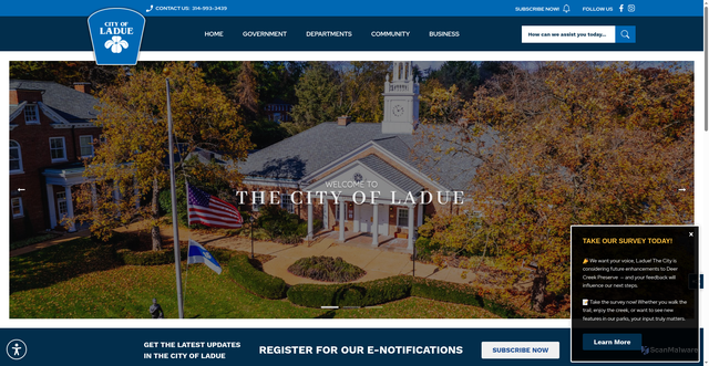 Security scan screenshot of https://cityofladue-mo.gov/