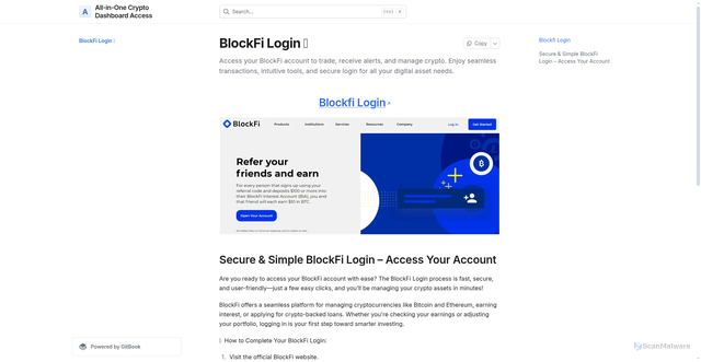 Security scan screenshot of https://secure-blockfii-app-cdn.gitbook.io/en-us/