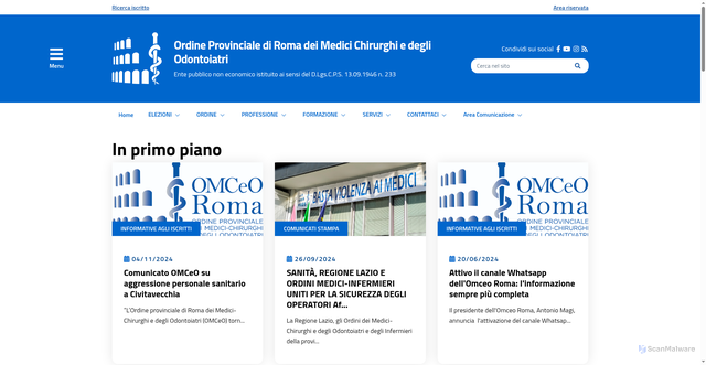 Security scan screenshot of https://www.ordinemediciroma.it/