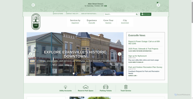 Security scan screenshot of https://evansvillewi.gov/