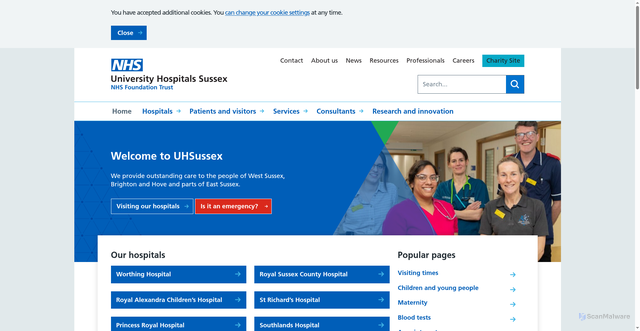Security scan screenshot of https://www.uhsussex.nhs.uk/