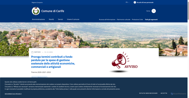 Security scan screenshot of https://www.comune.carife.av.it/