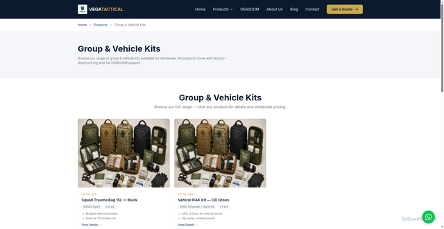 Security scan screenshot of https://vegatactical.pages.dev/products/ifak-medical/group-vehicle-kits
