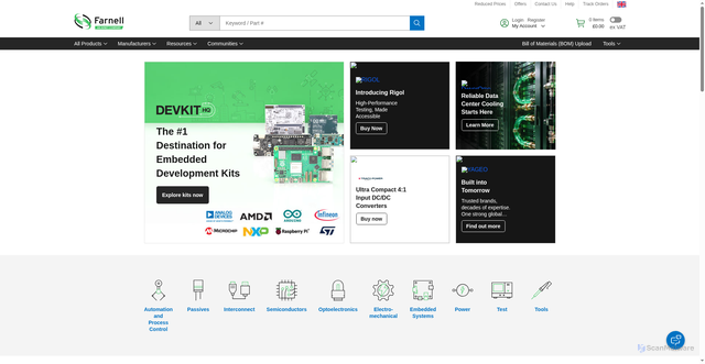 Security scan screenshot of https://uk.farnell.com