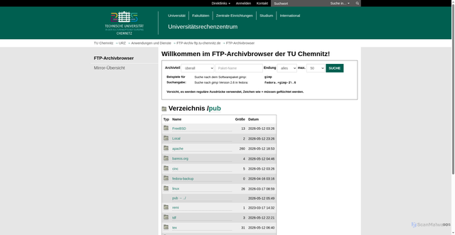 Security scan screenshot of https://ftp.tu-chemnitz.de