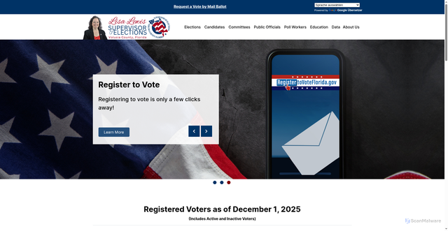 Security scan screenshot of https://www.volusiaelections.gov/