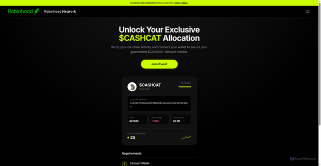 Security scan screenshot of http://robinhood-main-dex-xkz.netlify.app/