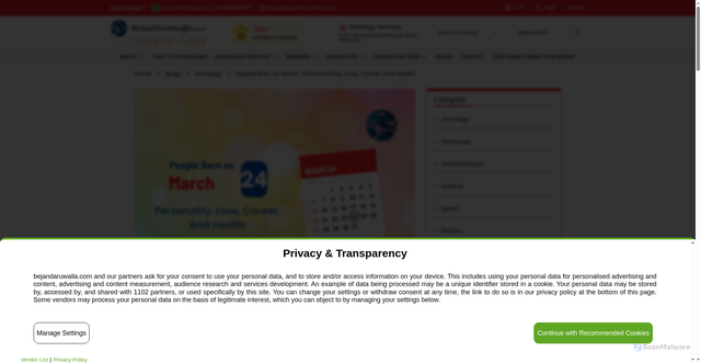 Security scan screenshot of https://bejandaruwalla.com/blogs/astrology/people-born-on-march-24?srsltid=AfmBOorm2CsGdbkLNMkpF4_dU-5c4XpBBPrJp1wq1G2znX78YSnlVwLu