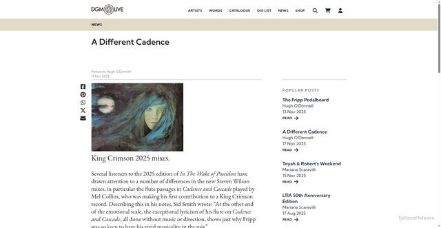 Security scan screenshot of https://www.dgmlive.com/news/a-different-cadence