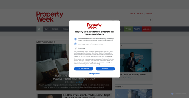 Security scan screenshot of https://propertyweek.com