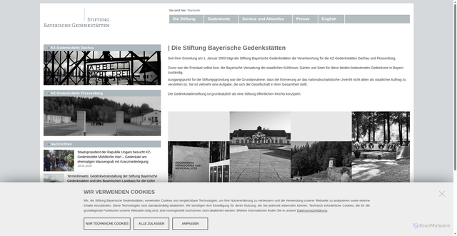 Security scan screenshot of https://www.stiftung-bayerische-gedenkstaetten.de/